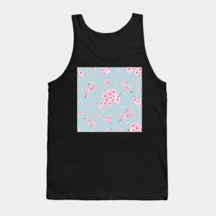 Blooming Sakura branch. Cherry blossom flowers. Romantic translucent watercolor flowers print Tank Top